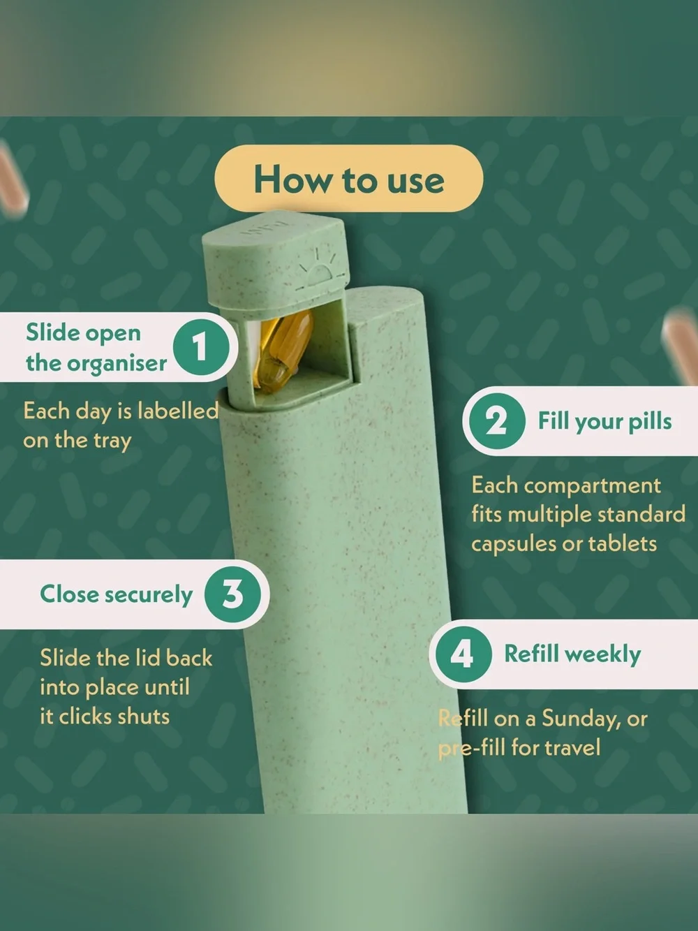 Pillar Off White AM/PM Twice-A-Day Pill Organizer